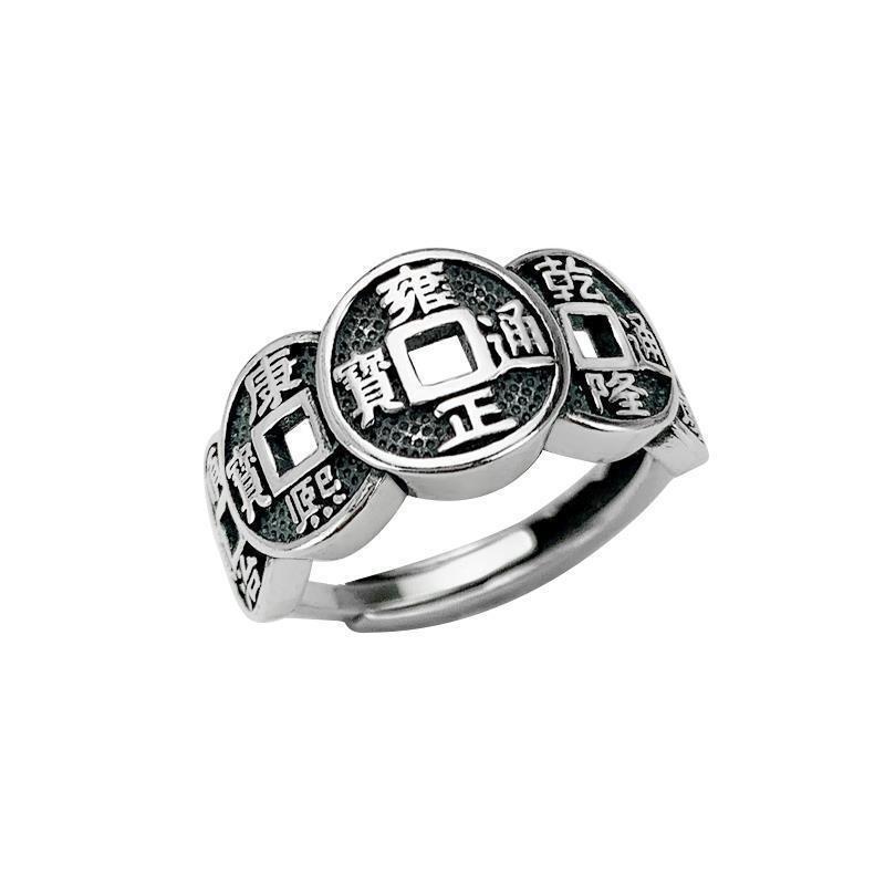 New Retro Wufu Copper Coins and Five Emperors Coins Open Rings for Men and Women Retro