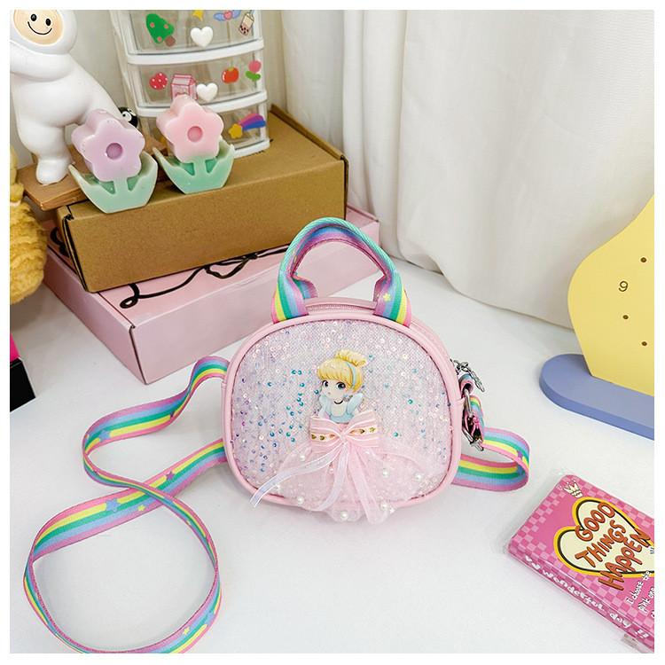 Bow Cartoon Cute Girl Pattern Childrens Shoulder Bag With Design Sequins