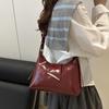 Women's Faux Leather French Casual Vintage Pure Color Simple Shoulder Crossbody Underarm Bag KTB