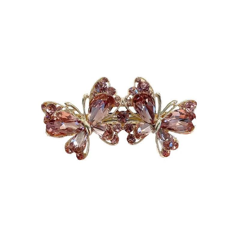 Korean Amethyst Rhinestone Butterfly Hair Clip for Ponytails and Top Clips