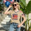 Women's Casual V Neck Short Sleeve Pullover T Shirt Top American Flag Print 250th Anniversary Graphic Tee Lightweight Comfortable
