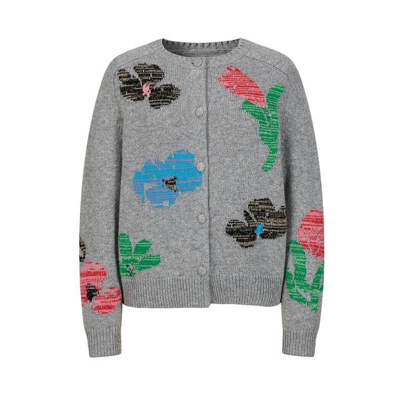 Annacau Women's Wool Jacquard H-Line Cardigan