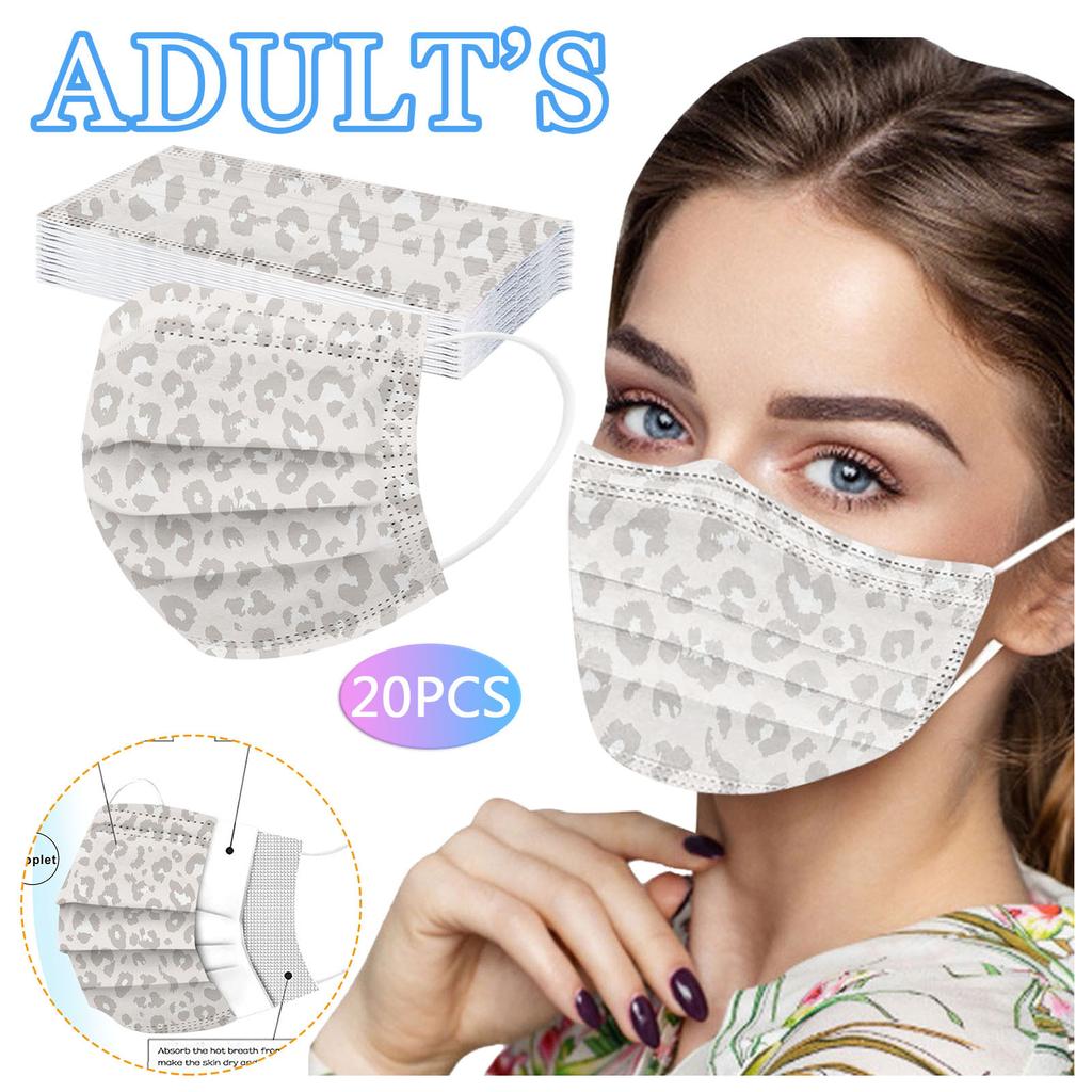 Voksen Tre-lags Engangs Støvtett Beskyttende Leopardmønstret Maske