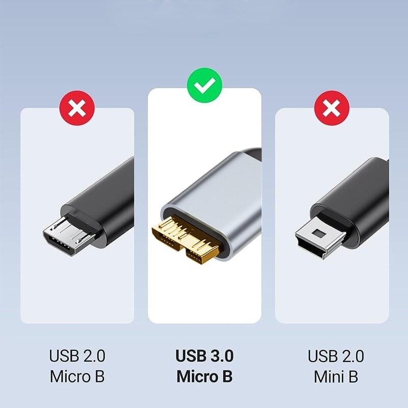 NIERBO USB C To Micro B Cord Hard Drive Cables Braided USB 3.0 Type C Male To Micro B Male Cable for MacBook Toshiba Canvio