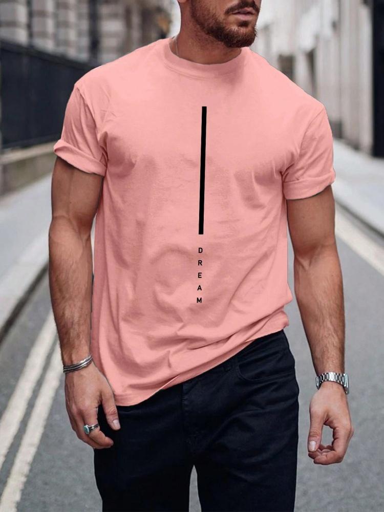 Sommer Herren Einfaches T-Shirt mit Buchstabenmuster Aufdruck Lässiges Sportliches Lockeres Rundhals Oberteil City Time Täglich Vielseitig Kurzärmelige Kleidung