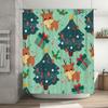 Christmas Shower Curtain with Reindeer Trees: Festive Decor for Your Bathroom Blue Green Xmas Holiday Print Bathroom Curtains Wa
