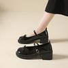 French Butterfly Knot Mary Jane Women's Leather Shoes Spring Summer Fashion Retro High Heel Slip-on Single Shoes