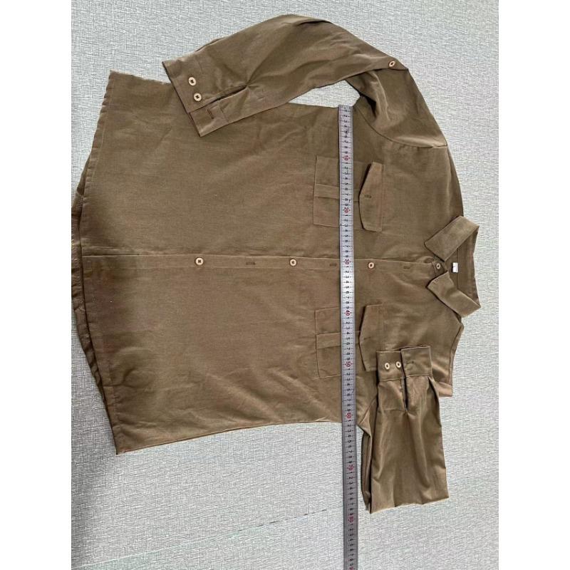 Men's Shirt with Double Pockets Cotton Linen Long Sleeved Shirt Casual Vacation Shirt