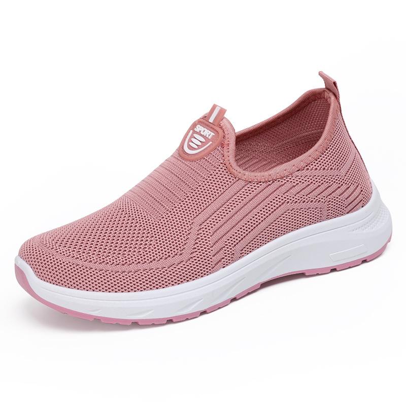 Women's Breathable Flying Woven Sneakers Casual Slip on Outdoor Shoes Comfortable Low Top Sport Shoes