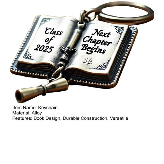 Keychain Graduation Gift 2025 Class Souvenir Stainless Steel Book Design Graduation Keyring Graduation Celebration Accessory