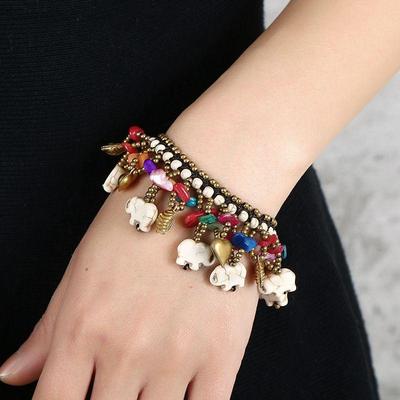 Handmade Turquoise & Copper Elephant Bracelet - Ethnic Style Accessory