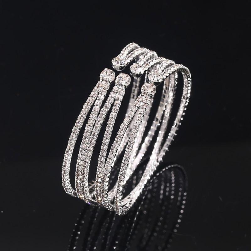 Multilayer Crystal Cuff Bracelet for Women Sparkling Rhinestones Bangle Handmade Jewelry Accessory for Any Outfit