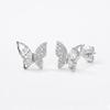 European American Retro Zircon Four-Leaf Clover Bow Heart Stud Earrings, 925 Silver