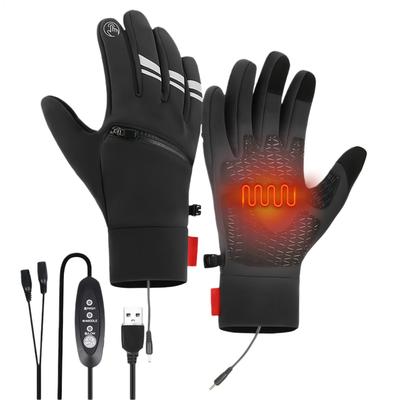 Winter USB Heated Gloves Touch Screen Heated Motorcycle Gloves Windproof Heating Thermal Gloves Anti-Slip Hand Warmer