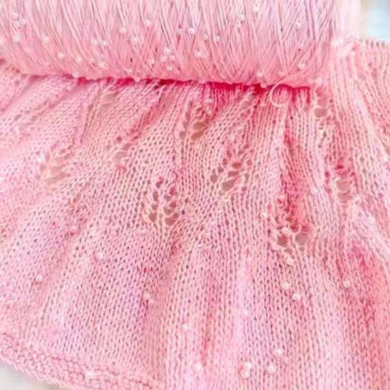 350g 70% CottonSoft Crochet Hand Pearl Beaded Yarn Lace 6# Hand-Knitted Thread For Summer Knitting Sweaters Hats Scarves Luxury