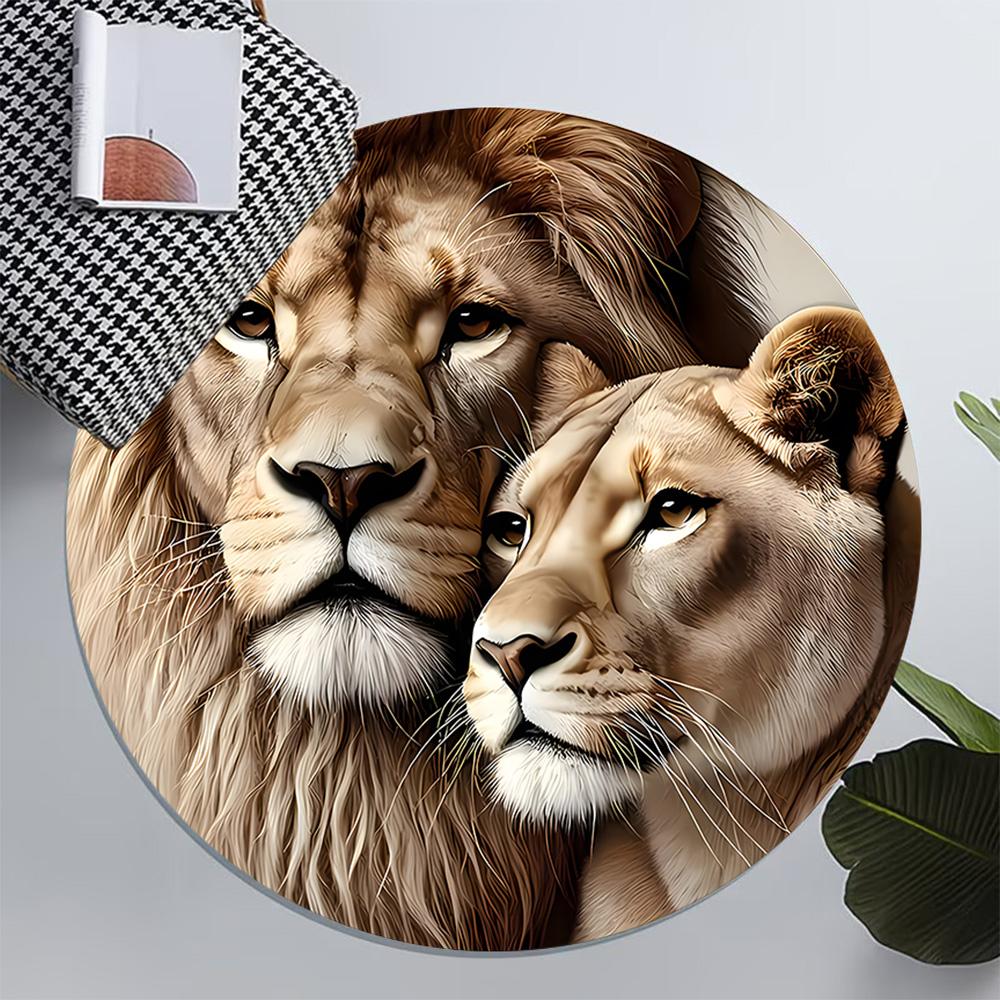 

Lion Moon Yin Yang Decor Decoration,Carpet,Living Room,Bedroom, Non-slip,Square rug,Suitable as a gift for relatives and friends during holidays Diameter 60cm