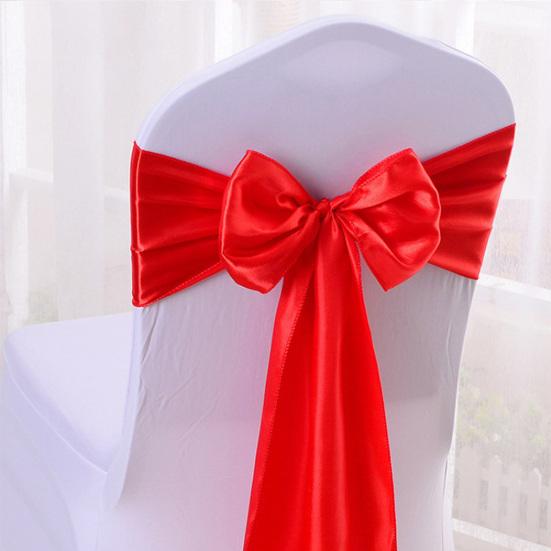 10Pcs Chair Back Flower Satin Chair Tie Bow DIY Bow Tying Banquets Parties Weddings Decoration Chair Styling Accessories