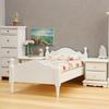 Beechwood Doll Bed Complete With Soft Fabric Bedding And Decorative Carvings