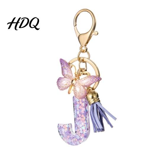 Keychain Accessory Purple Series Pendant Sequins Star Initial Letter Charm Key Chain