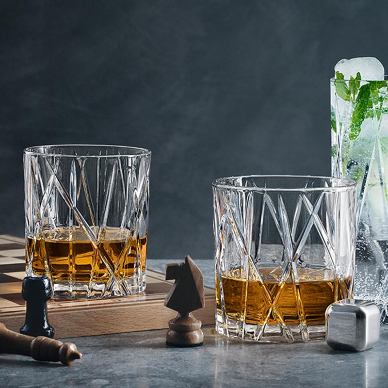 2pcs Set 11.5oz 335ml Vintage Whiskey Glasses Cup Transparent Drinkware Cups for Party Bar Creative Cocktail Mug Liquor Glass
