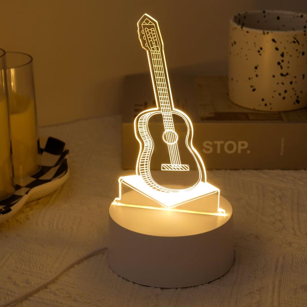 Einzigartiges 3D-Gitarren-LED-Nachtlicht - Geeignet für Schlafzimmer, Wohnzimmer, Büro - Geschenk für Musikliebhaber, Freunde und Familie