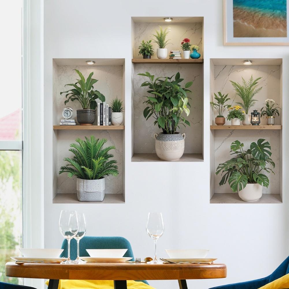 As Shown 3D Plant Wall Stickers Creative Indoor Plant Stickers Creative Wall Art Art Studio Decor Bedroom Wall Stickers