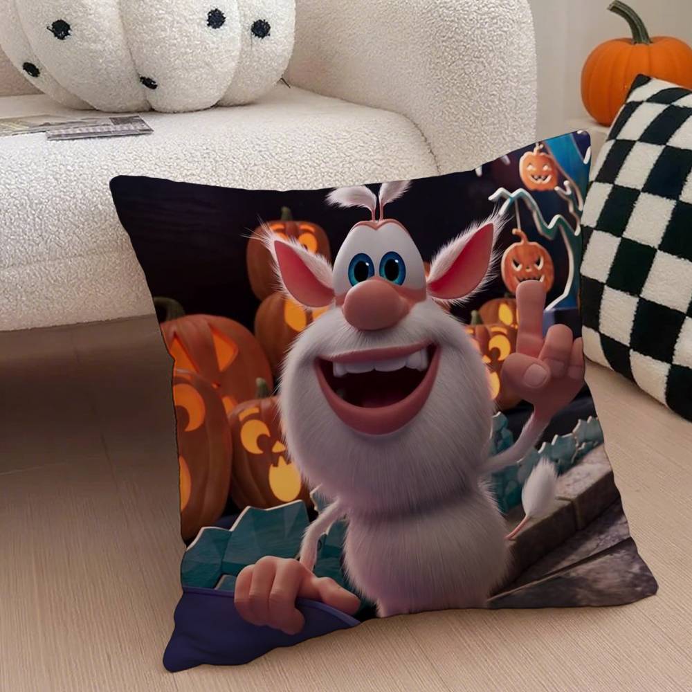 Kreslený roztomilý povlak na polštář Fourbob-Booba, povlak na polštář proti roztočům, neviditelný zip, hedvábný krátký plyšový potah na polštář na pohovku