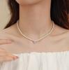 Shijia Zhengyuan Strong Light Pearl Necklace French Zircon Clavicle Chain Versatile Necklace