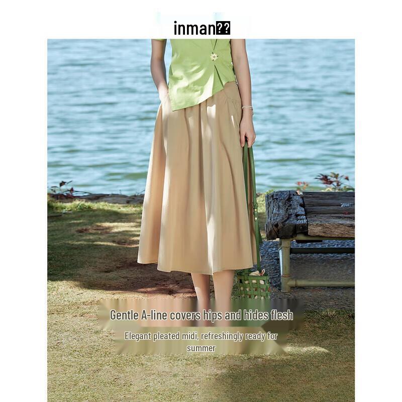 INMAN Women s A-Line High-Waist Mid-Length Skirt S