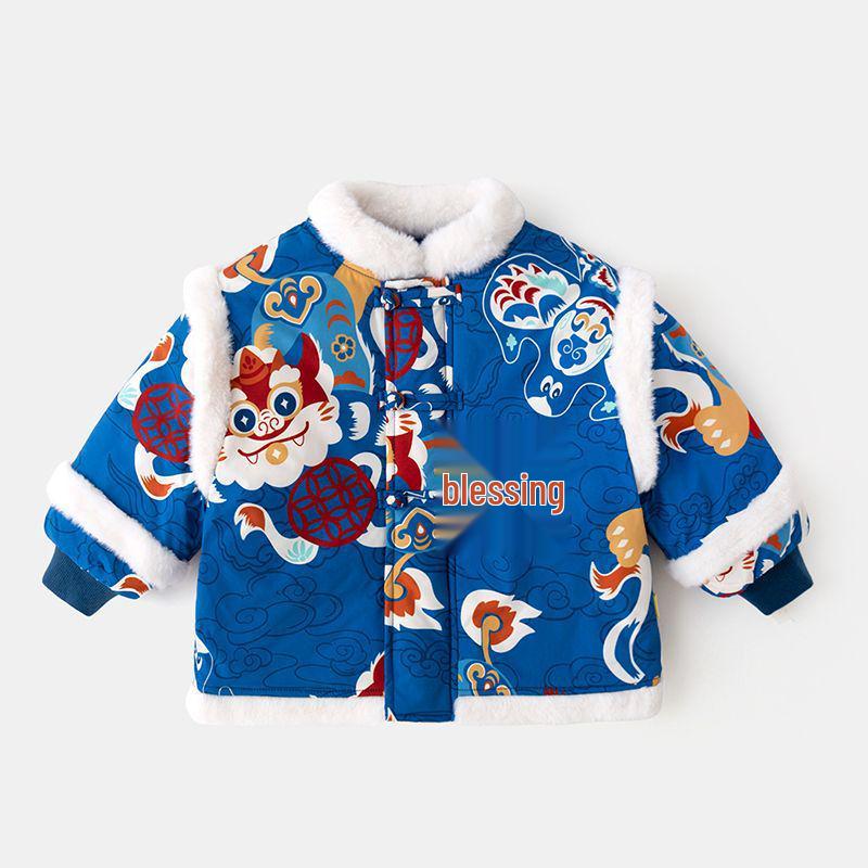 New Year Cotton Collection: Dudu's Festive Red Baby Jacket for Boys and Girls