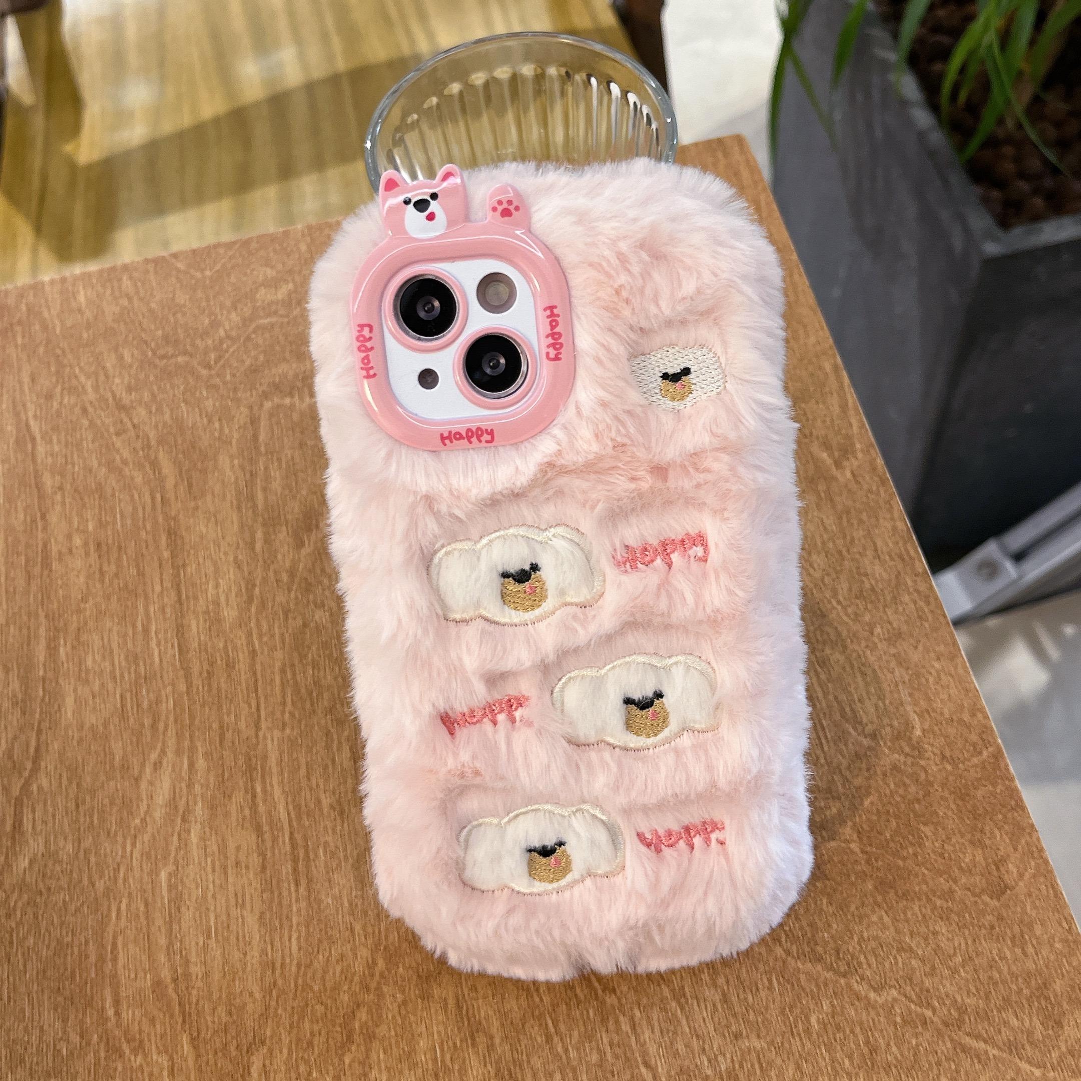 

Новый вышитый чехол для телефона в виде плюшевой собаки в виде мультяшного милого плюшевого телефона, аксессуары для iPhone 16 15 14 13 12 11 Pro Max For iPhone 16