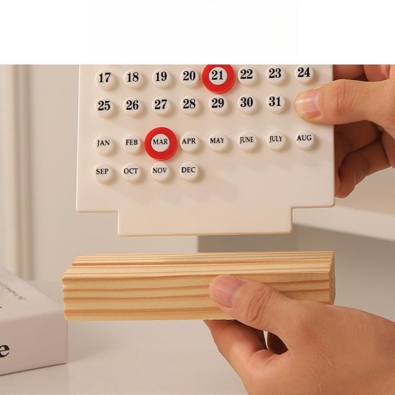 1PC Perpetual Calendar Wooden Ring Desk Calendar High Value Acrylic Calendar Desktop Ornaments Decompression Healing Decorations