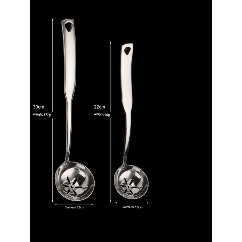 304 Stainless Steel Spoon Set for Home Use, Long Handle Hot Pot Spoon, Soup Spoon, Slotted Spoon, Large Deep and Thick 304 Spoons