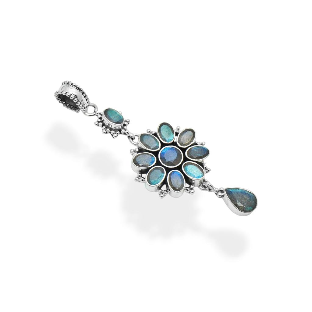 Labradorite Dangle Pendant 925 Silver Gemstone Pendant for Her
