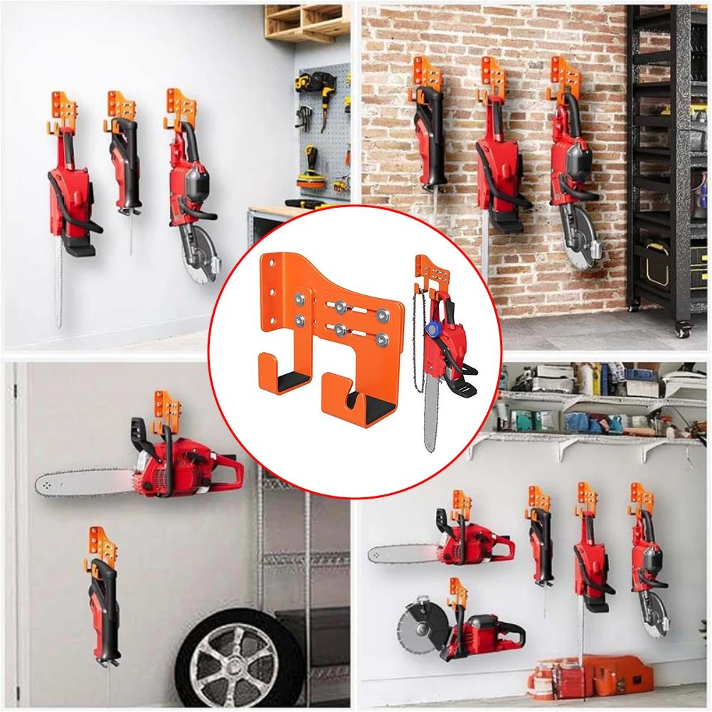 Heavy-Duty Adjustable Chainsaw Wall Mount With Protective Sponge Pads Anti-Slip Hooks Heavy Duty Wall Mount Garage