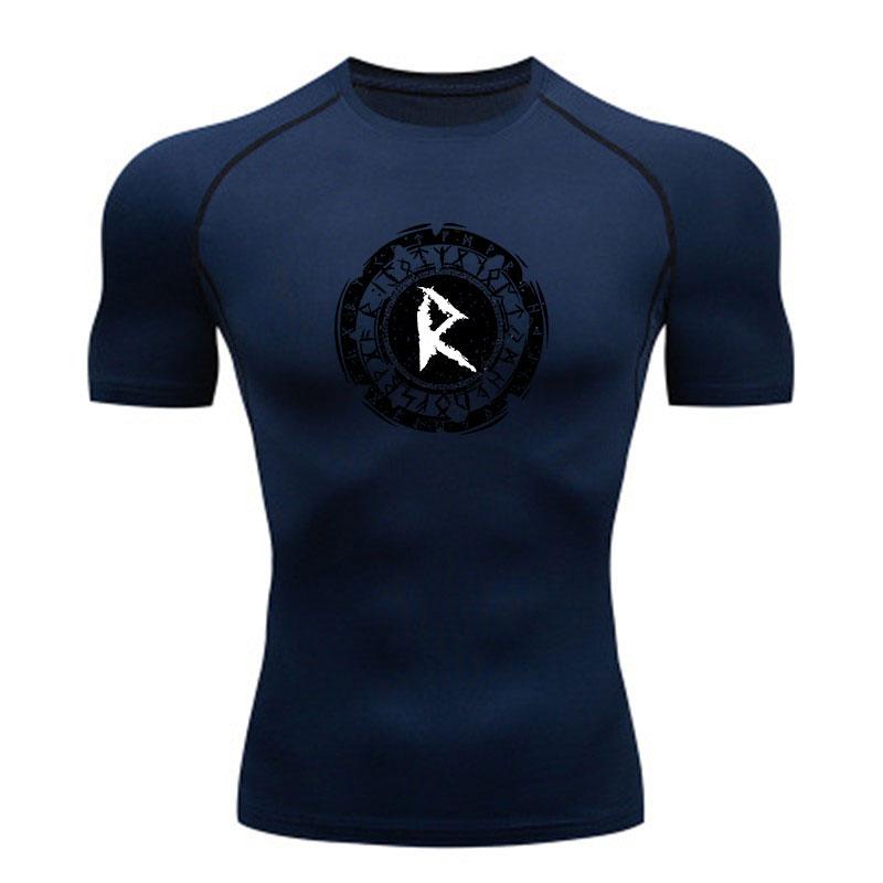 Men's Compression Workout T-Shirt, Vintage Norse Rune Wheel