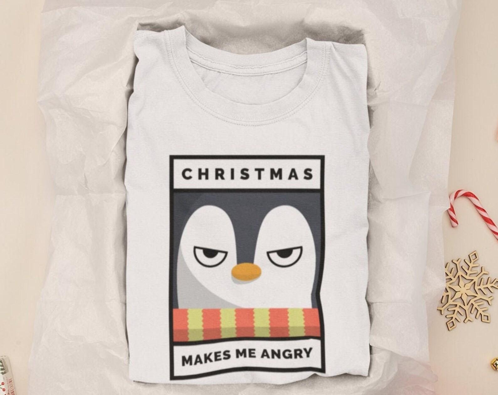 Angry Penguin Christmas Gift T shirt - Christmas Gift Idea T shirt - Funny Christmas Gift T shirt - Christmas T shirts - Christmas T shirt M