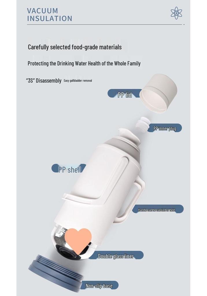 Large Capacity Insulated Water Bottle with Old-Fashioned Plastic Shell for Students and Dormitories