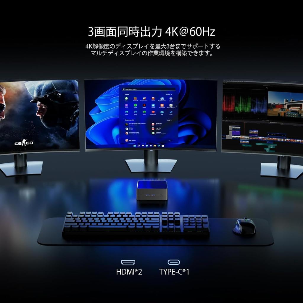 Mini-PC mit AMD Ryzen 5 3550H 8 Bis zu 16GB 512GB NVME 3 Display USB LAN Windows 11 BT VESA-Kompatibilität (4 Kerne, Threads, 3,70 GHz), DDR4, SSD,