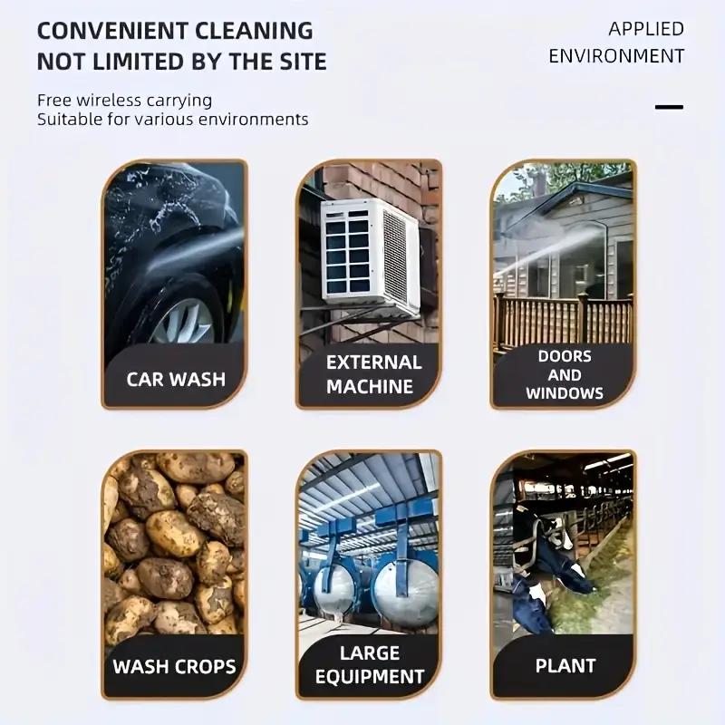 300w Cordless Stainless Steel High Pressure Power Car Wash Handheld Car Wash Gun, Foam Gun Cleaning Tool, Cordless Rechargeable Design for Car Washing