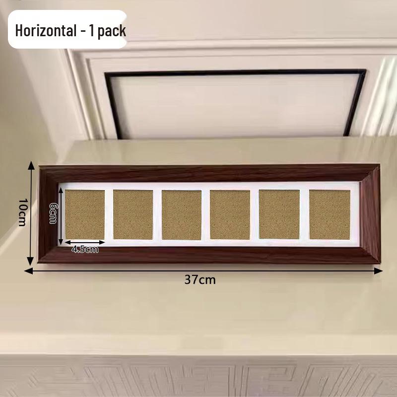 

Six-Frame Black Walnut and Gold Photo Frame for Luck and Wealth, Vertical Tabletop Display, Minimalist Luxury Design, Decorative Painting.