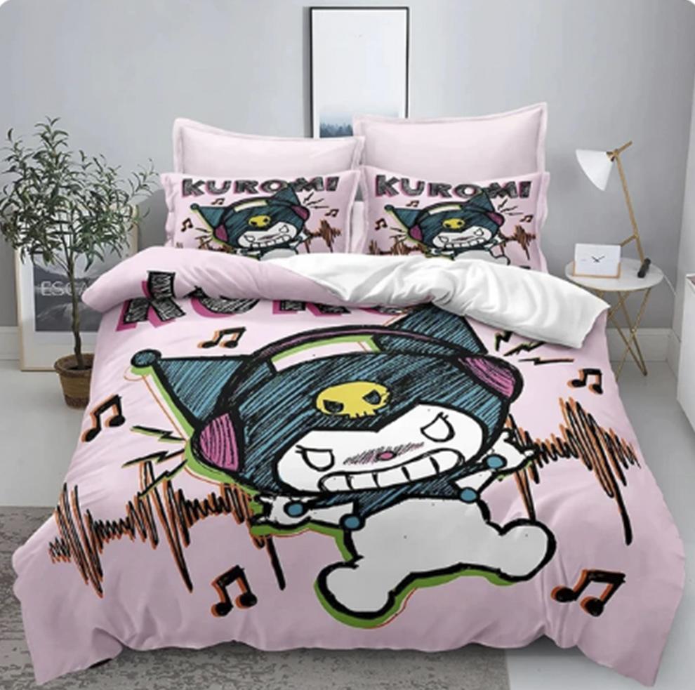 Kuromi Quilt Cover Cartoon Cute Sanrio Duvet Printed Comforter Polyester Bedding Twin Size Children Gift Various Sizes
