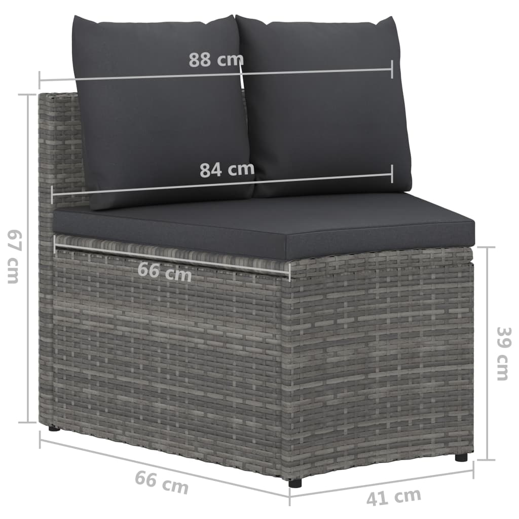 2 Piece Garden Sofa Set with Cushions Poly Rattan Gray