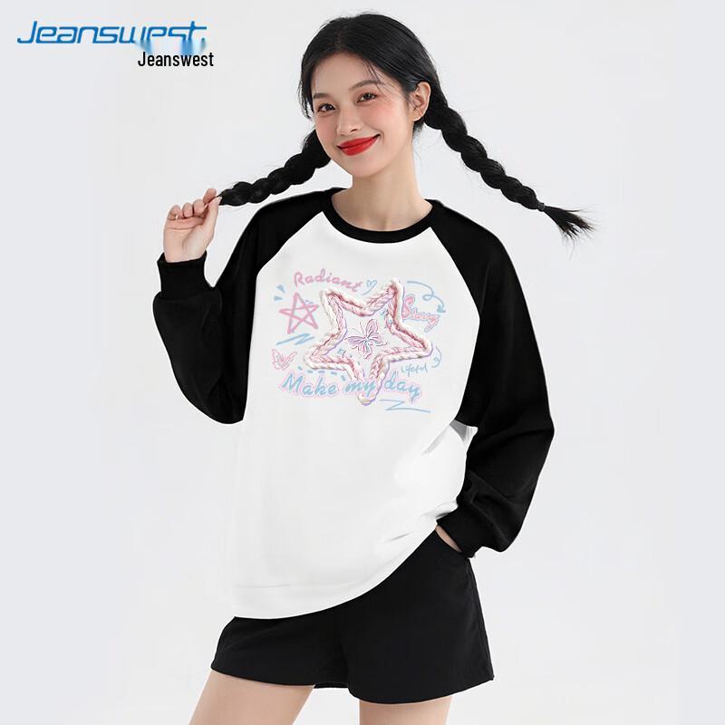 Jeanswest Women's Retro Raglan Colorblock Sweatshirt