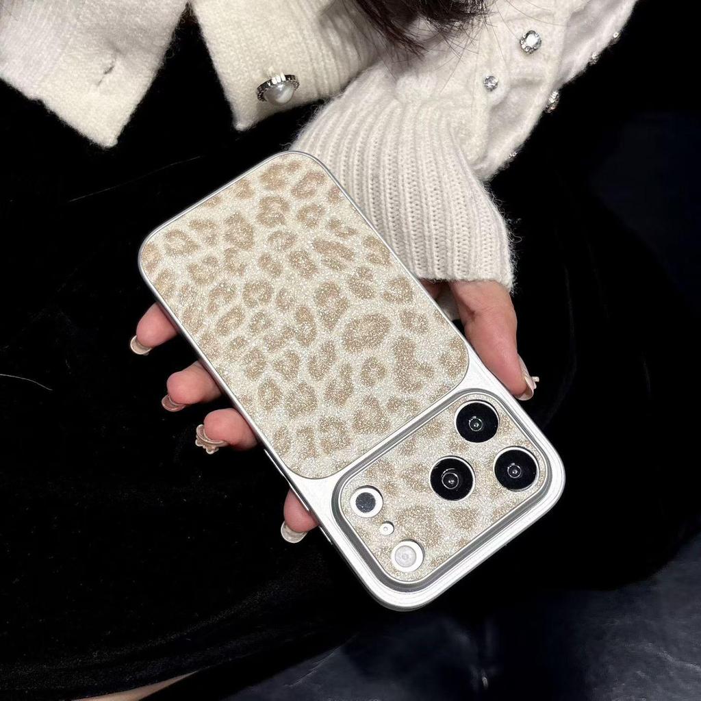 iPhone 17 Pro Max Glitzernder Leopardenmuster-Case - Modische Ledertextur, Passt für Apple 15/16.