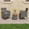 Bistro Set - EXCLUSIVE HOUSE - 3 Pcs - Grey - Acacia & Braided Resin - Cushions Included