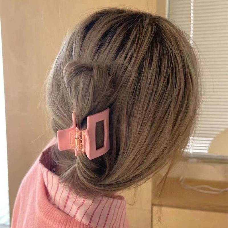 Hollow Square Macaron Color Small Hair Claws Plastic Hair Clip Hairpins Barrettes Ponytail Clip Crabs For Women Hair Accessories