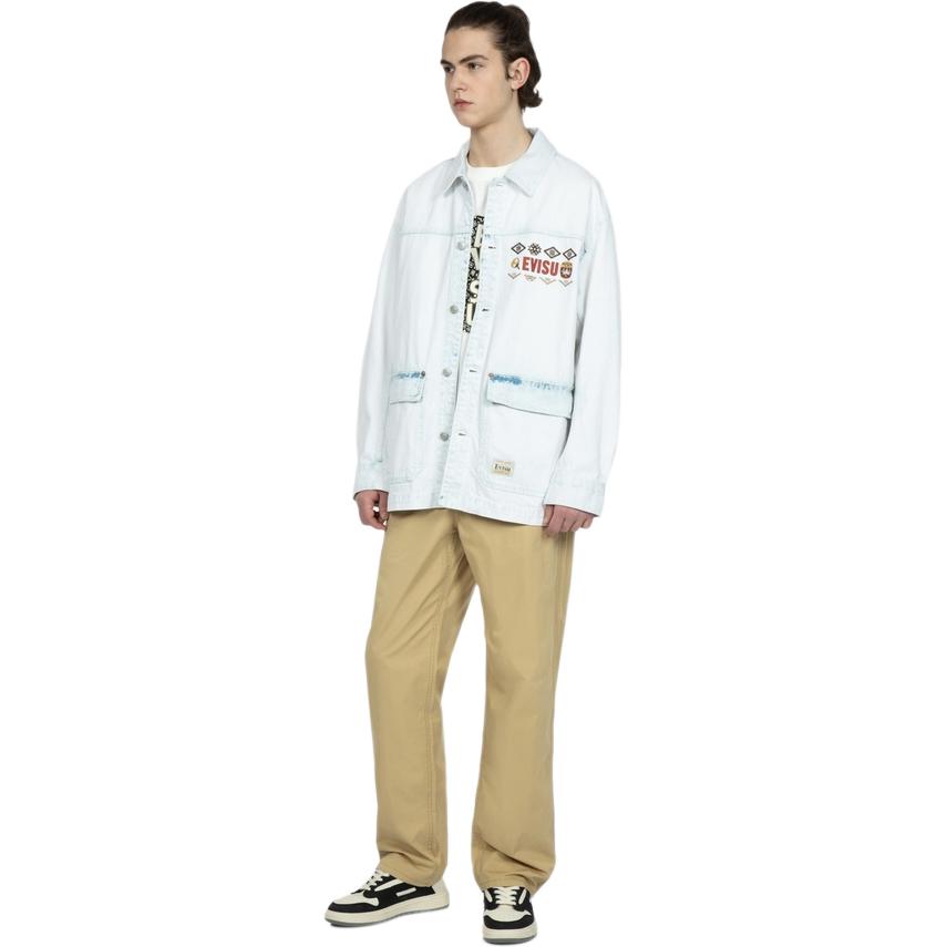 Evisu Letter Pattern Logo Print Single-Breasted Long Sleeve Shirt Unisex shirts 2ESHTM3SJ718XXDN
