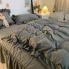 Ins Princess Style Bedding Set For Woman Cute Girl Solid Color Ruffles Duvet Cover Queen King Bed Sheet Bed Skirt Pillow Covers