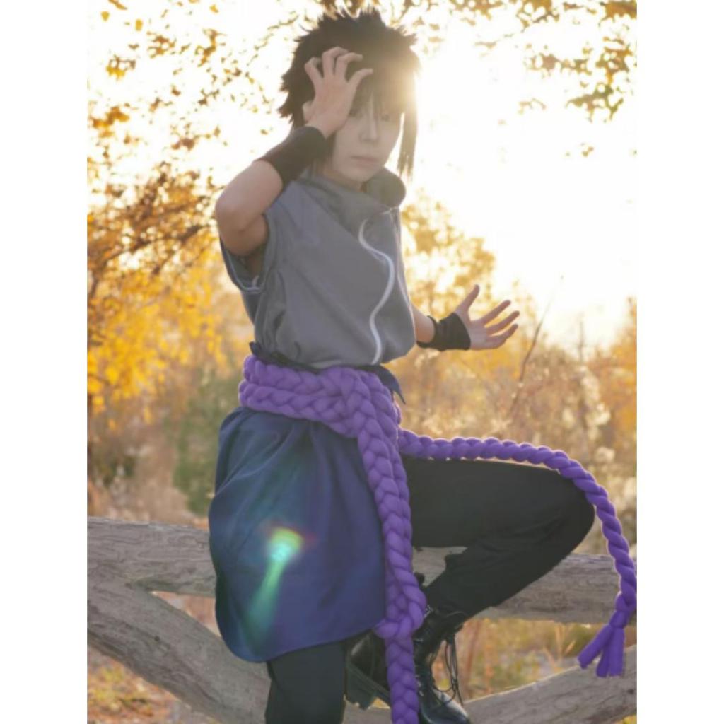 Anime Uchiha Sasuke Cosplay Kostym topp byxor bälte Cos Konvent gåva vuxen Unisex-version